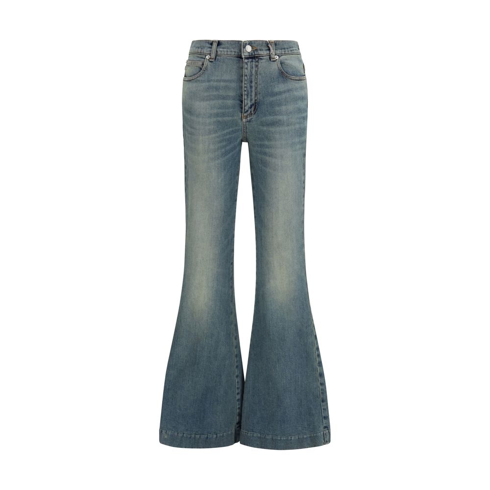 Alexander McQueen Blauwe Katoenen Flared Jeans