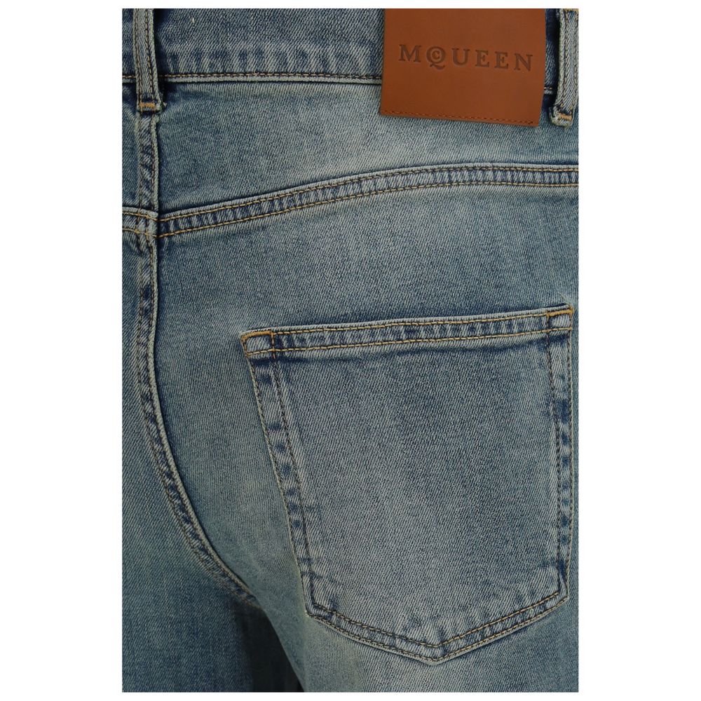 Alexander McQueen Blauwe Katoenen Flared Jeans