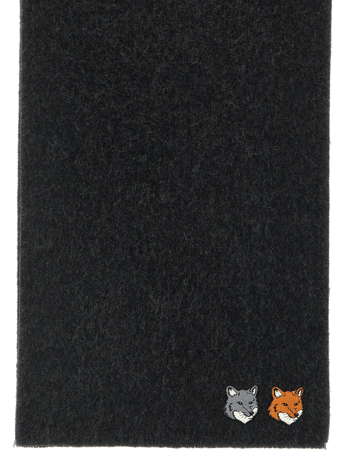 Maison Kitsuné Gray Virgin Wool Scarf