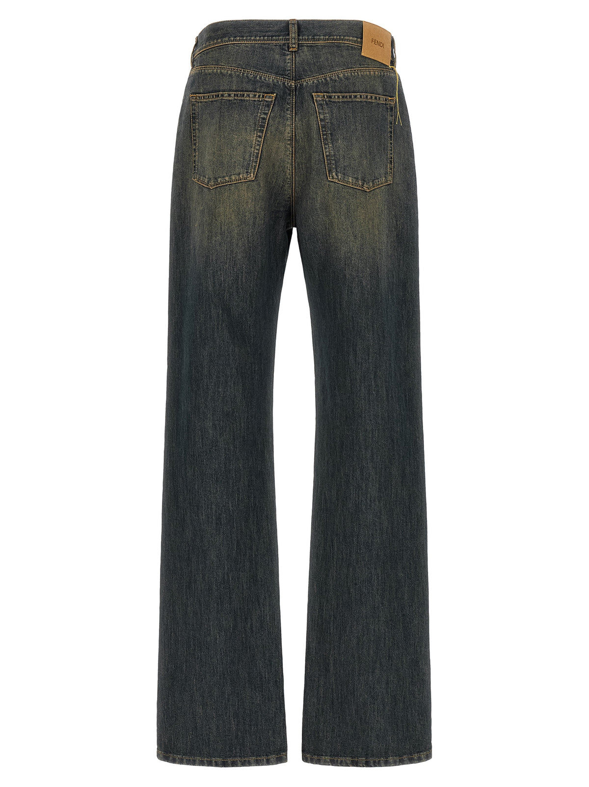 Fendi Blue Cotton Straight-Leg Jeans