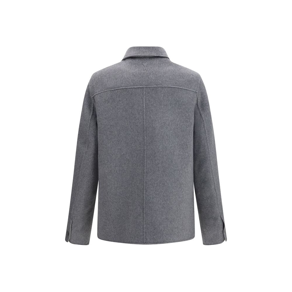 Ami Paris Gray Wool Oves Aries Full-Length Jacket