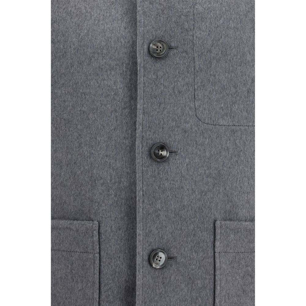 Ami Paris Gray Wool Oves Aries Full-Length Jacket
