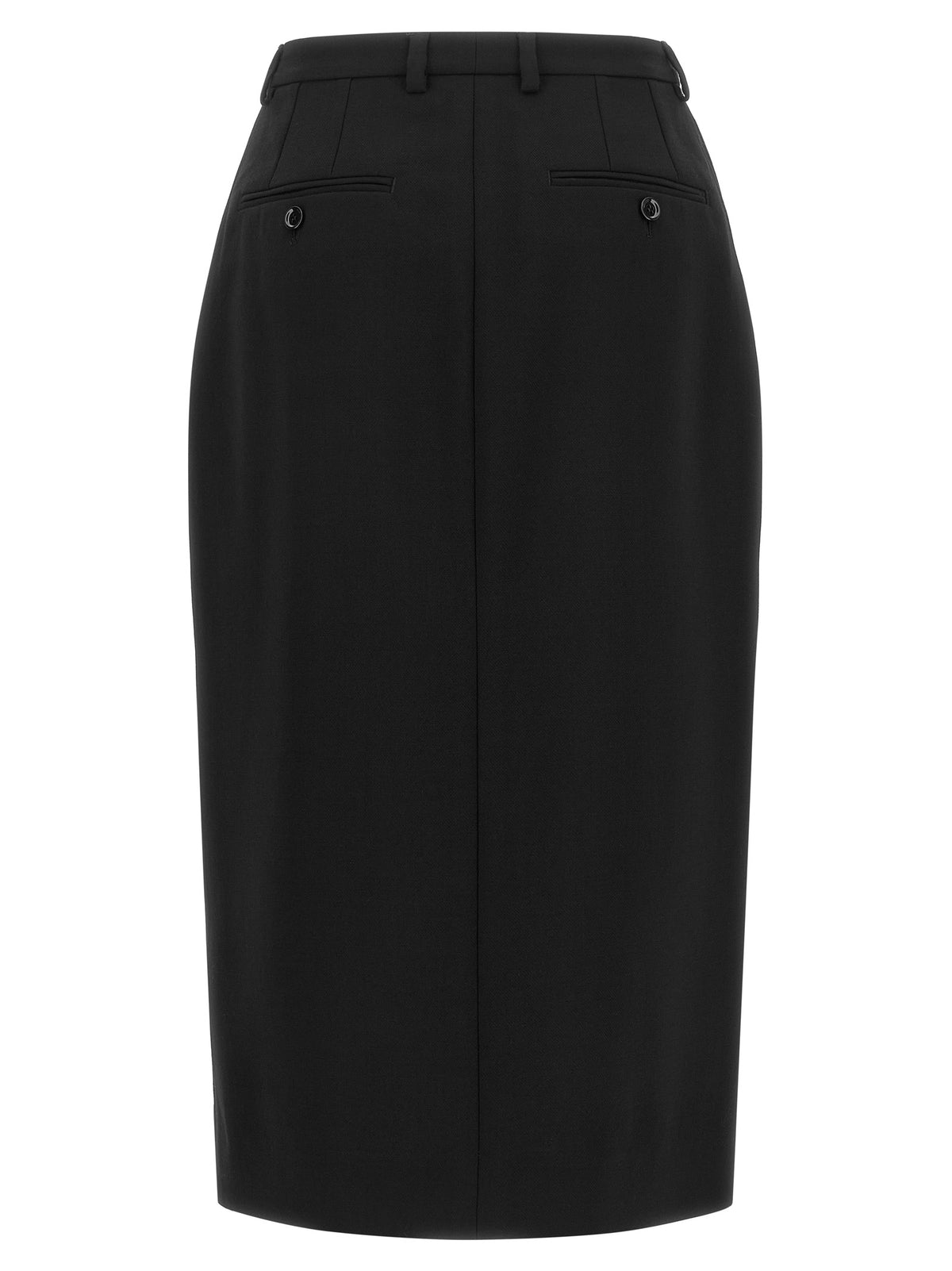 Dolce & Gabbana Black Virgin Wool Midi Skirt