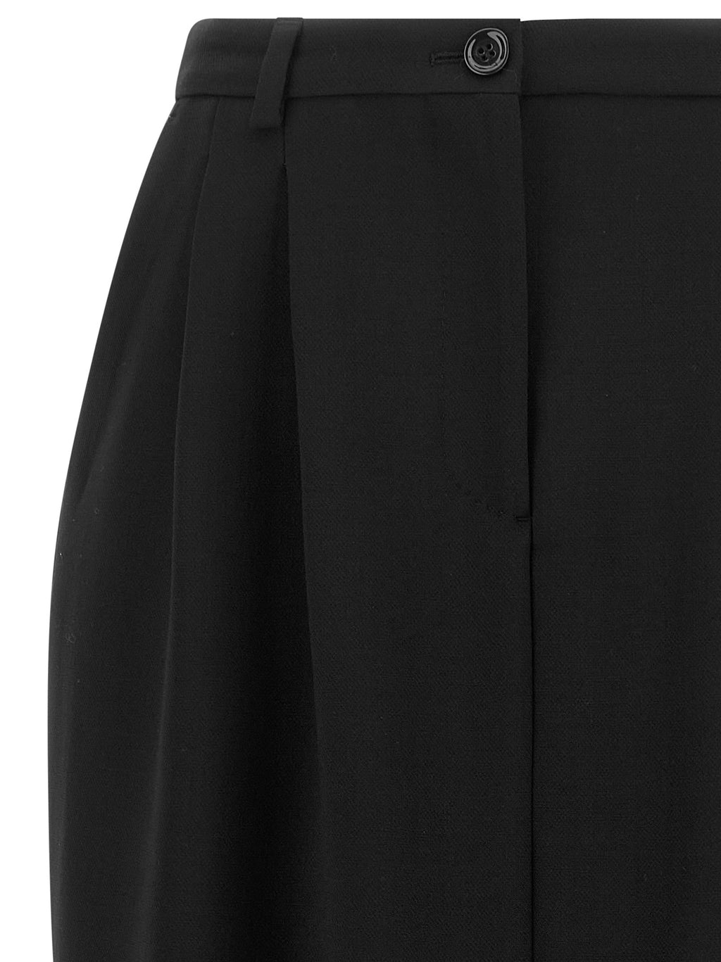 Dolce & Gabbana Black Virgin Wool Midi Skirt
