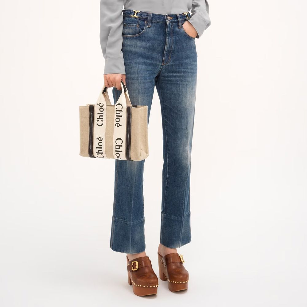 Chloé Beige Linen Tote Bag