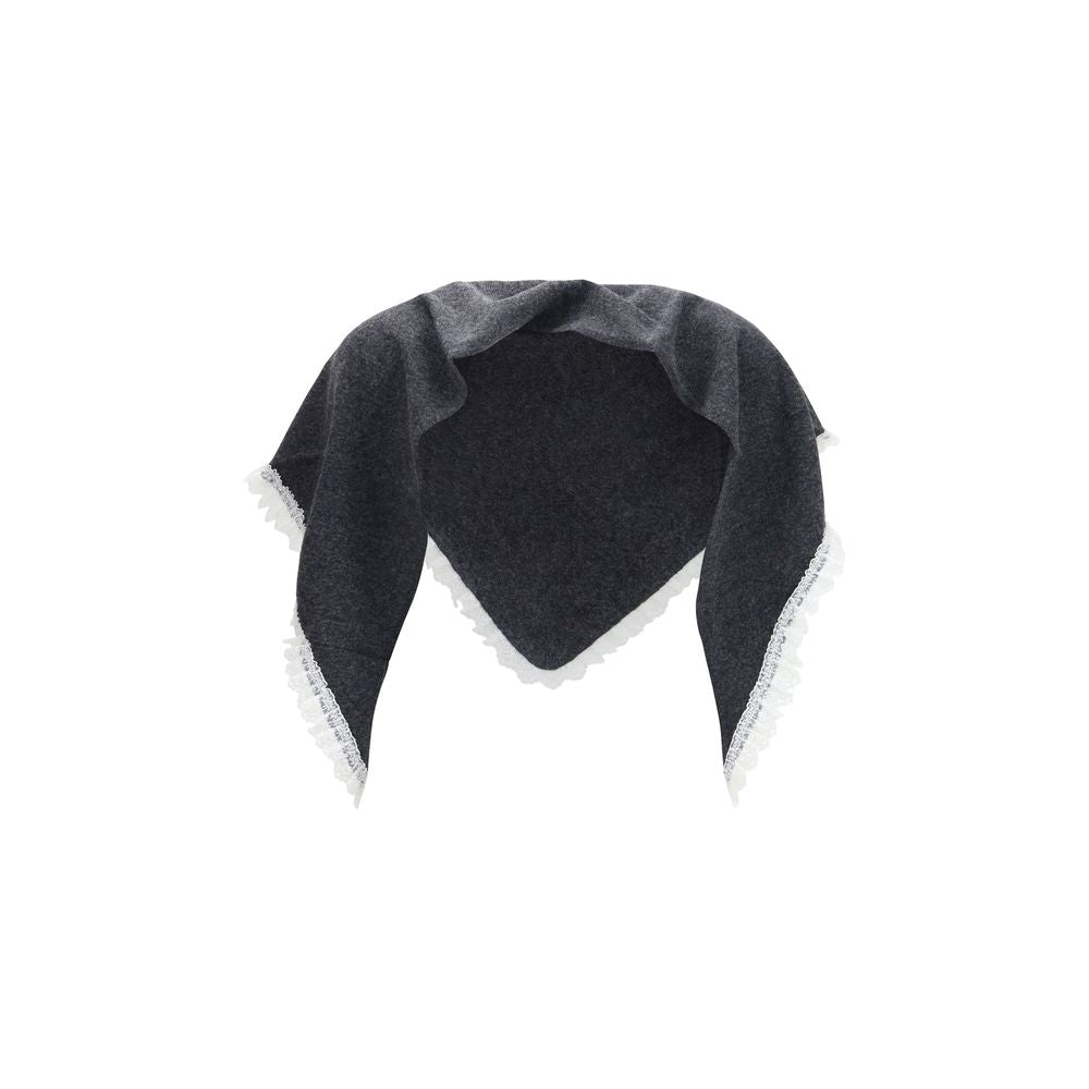 Ganni Gray Wool Oves Aries Scarf
