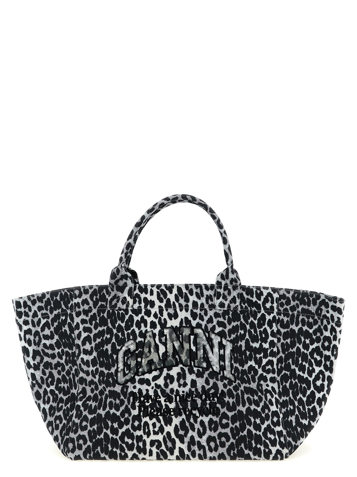 Ganni Gray Recycled Cotton Tote Bag