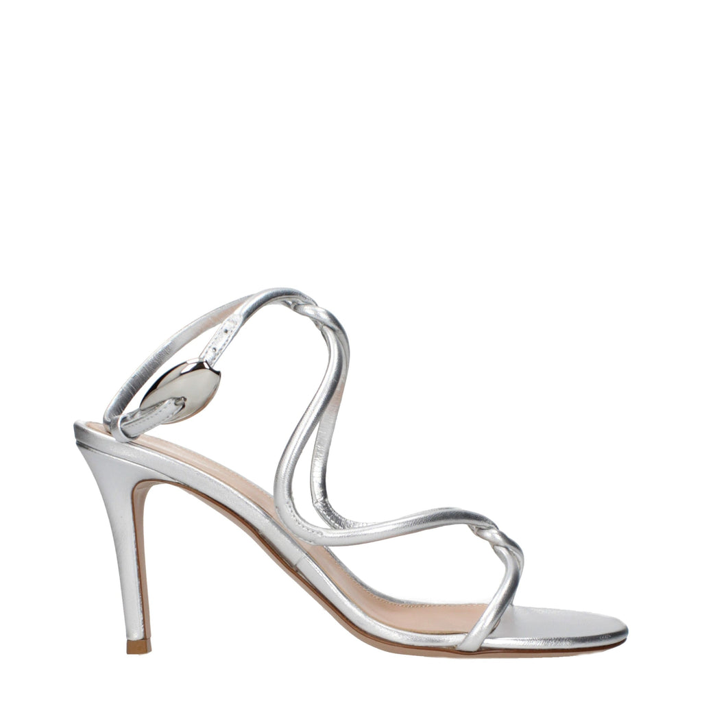 Gianvito Rossi Gray Leather Stiletto Heel Sandals