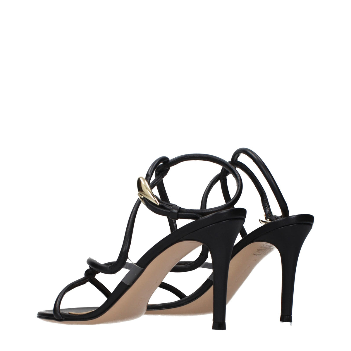 Gianvito Rossi Black Leather Stiletto Heel Sandals