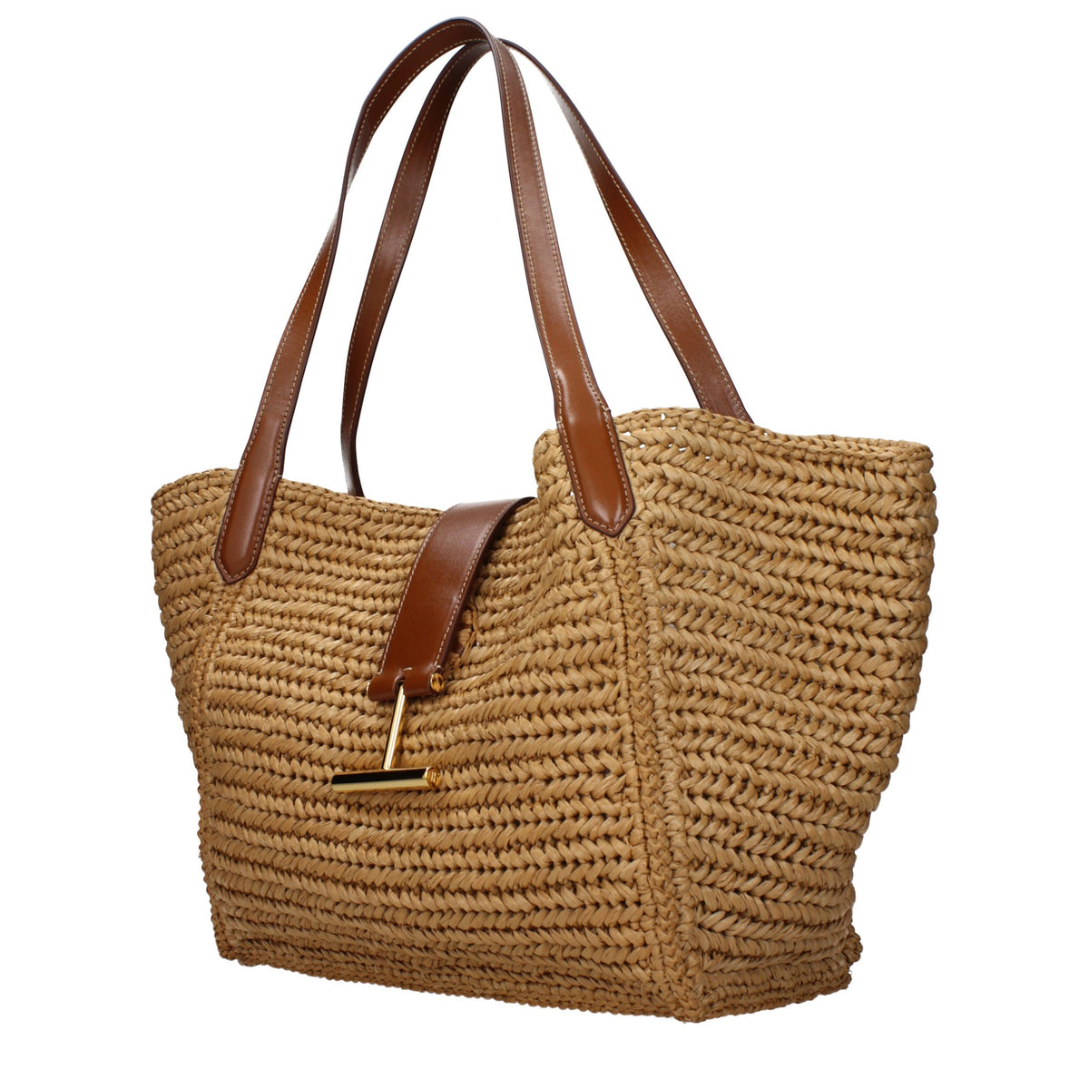Tom Ford Beige Raffia Shoulder Bag