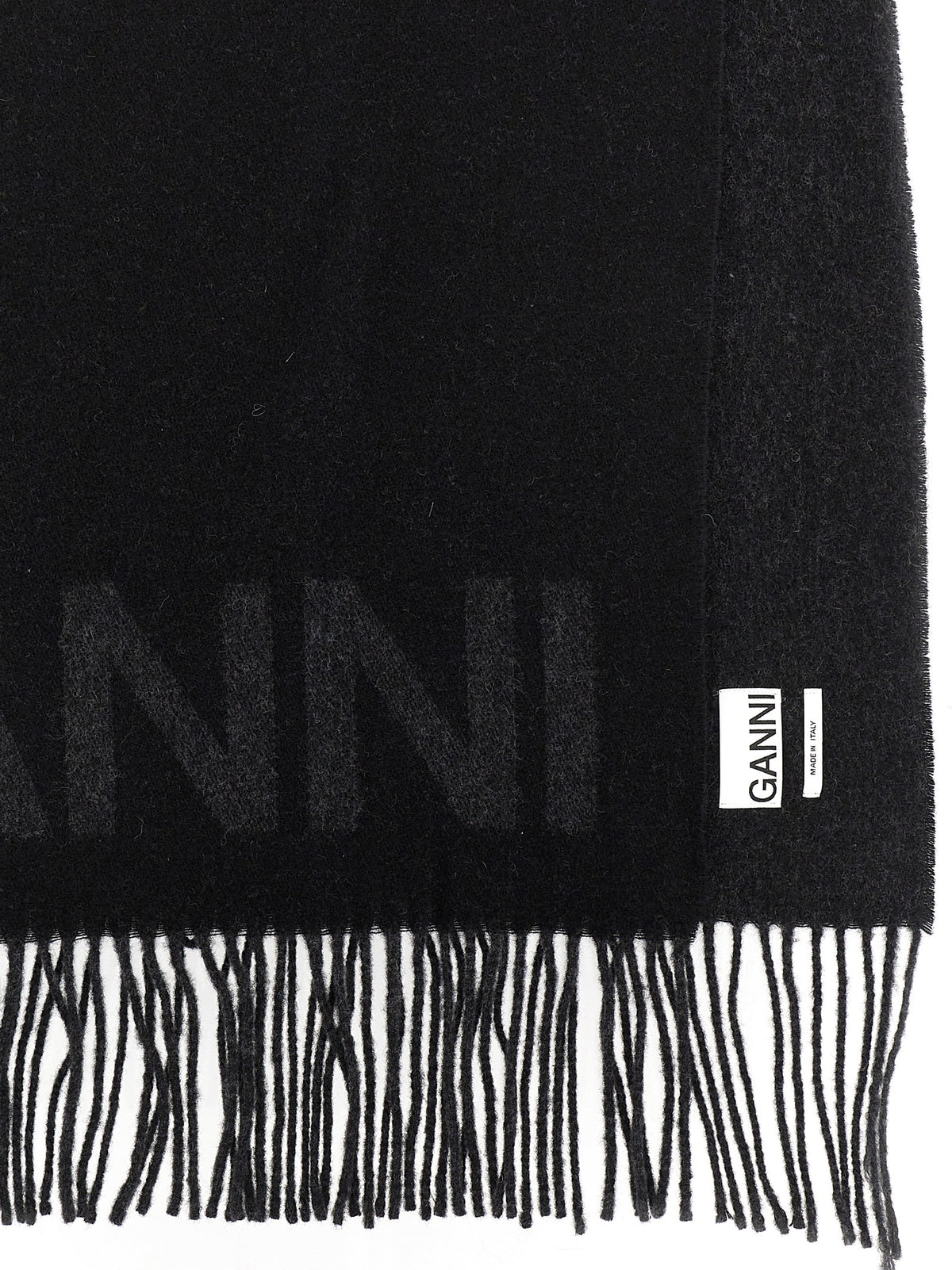 Ganni Black Wool Scarf