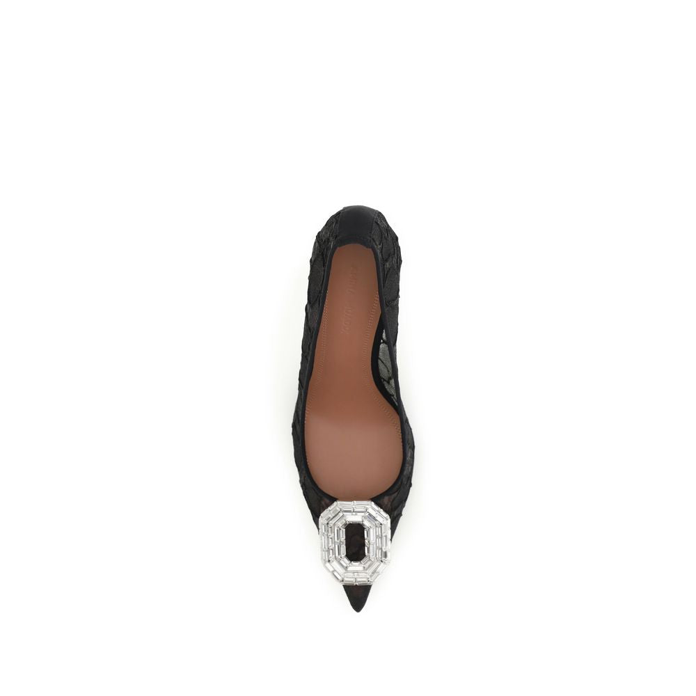 Amina Muaddi Black Fabric High Heel Pumps