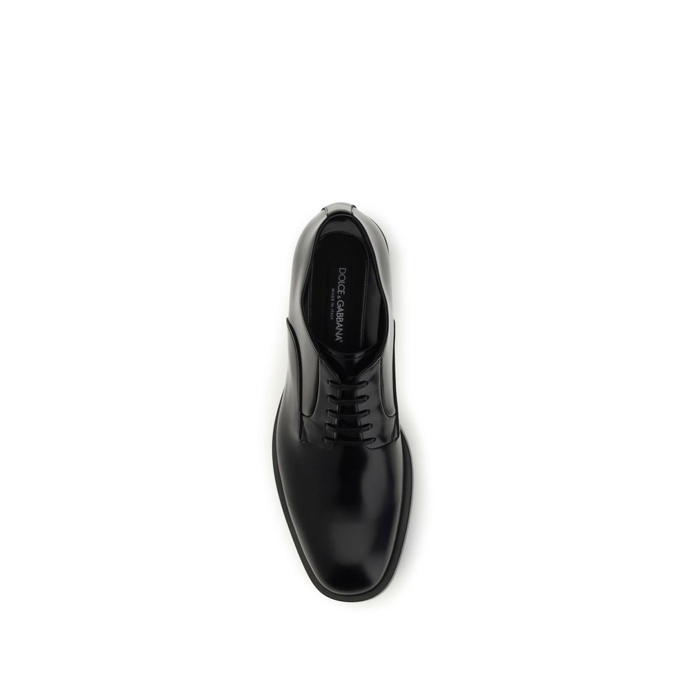 Dolce & Gabbana Black Calf Leather Bos Taurus Oxfords And Derbies