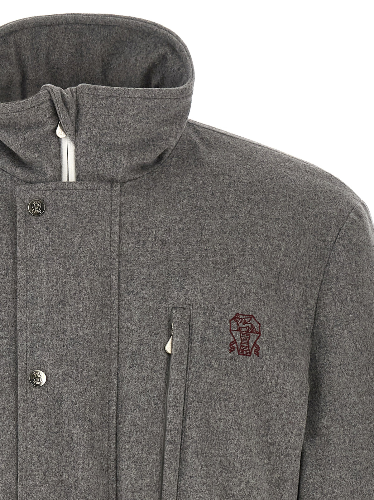 Brunello Cucinelli Gray Wool Full-Length Jacket