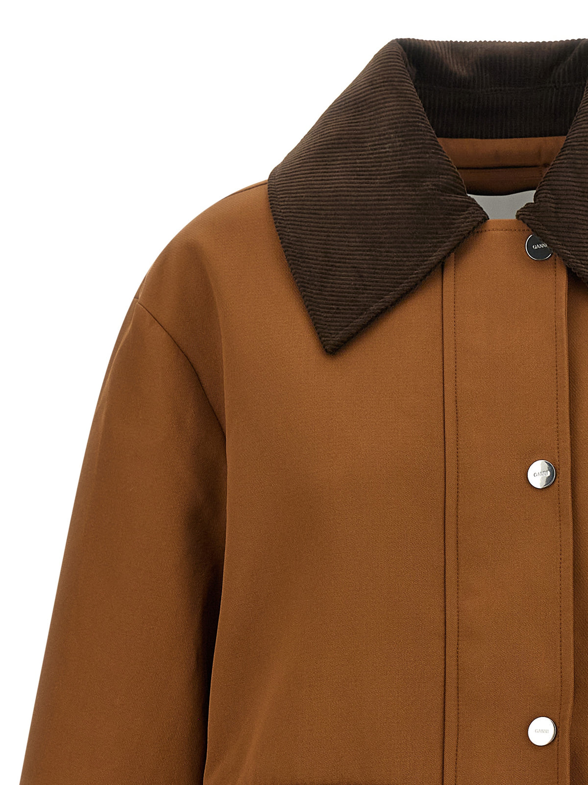 Ganni Brown Recycled Polyester Full-Length Jacket