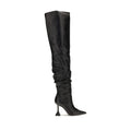 Amina Muaddi Black Calf Leather Bos Taurus Over The Knee