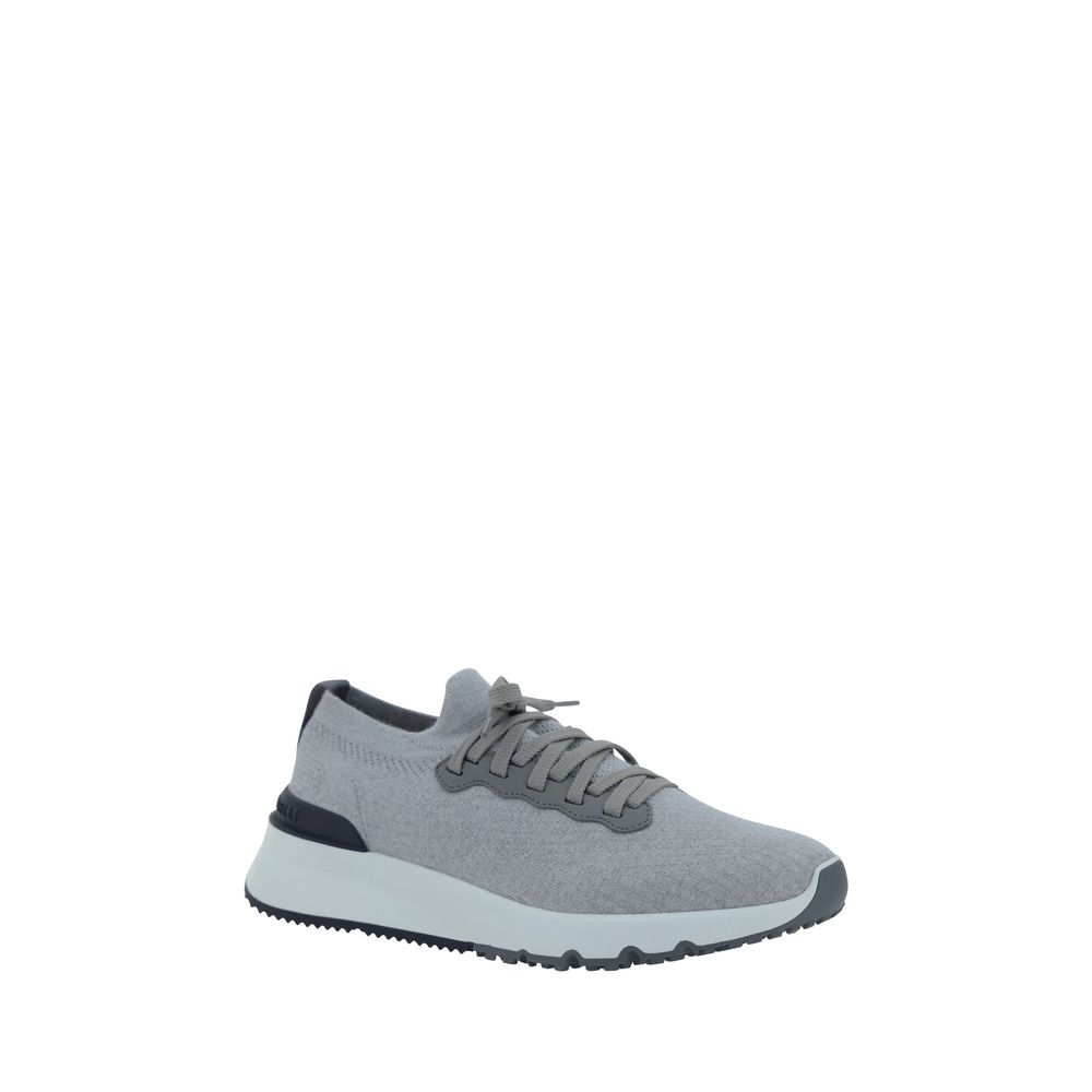 Brunello Cucinelli Gray Cotton Athletic Sneakers