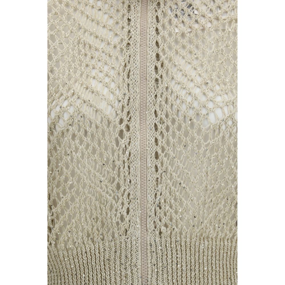 Brunello Cucinelli Beige Linen Cardigan