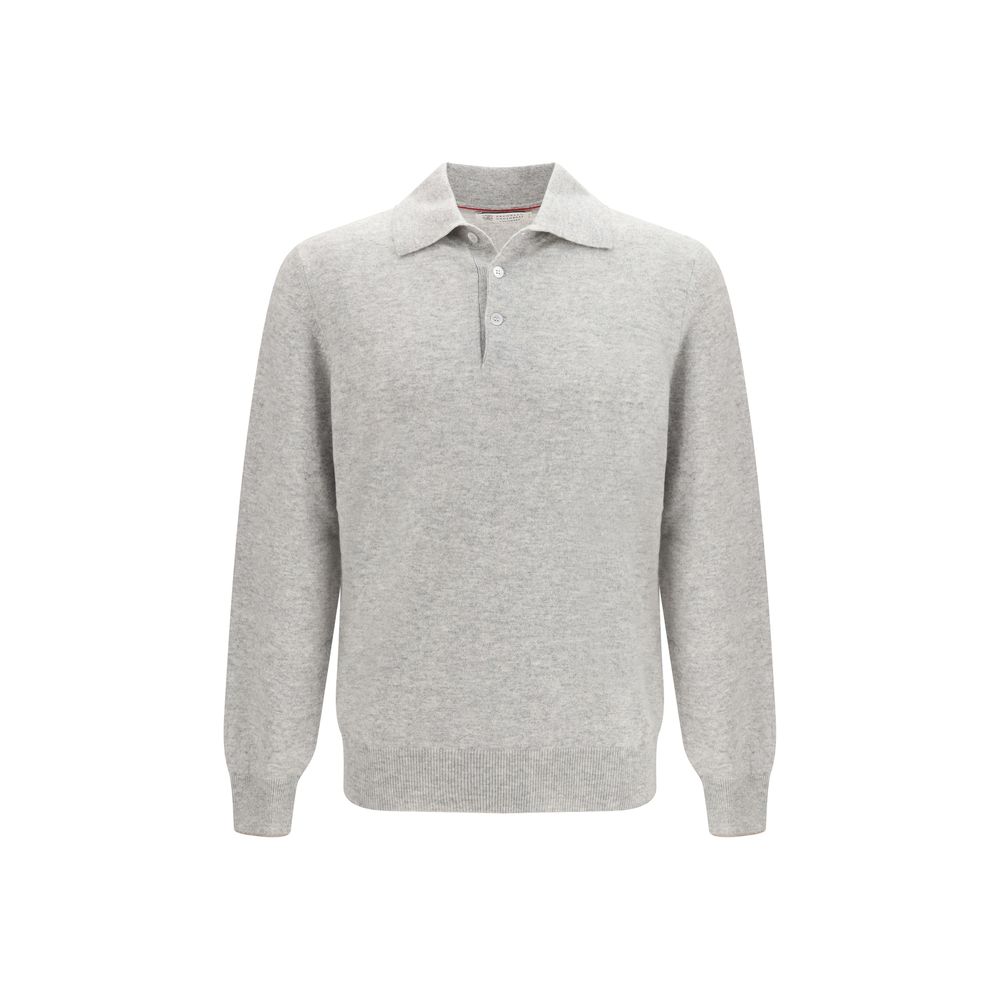 Brunello Cucinelli Gray Cashmere Polo Shirt