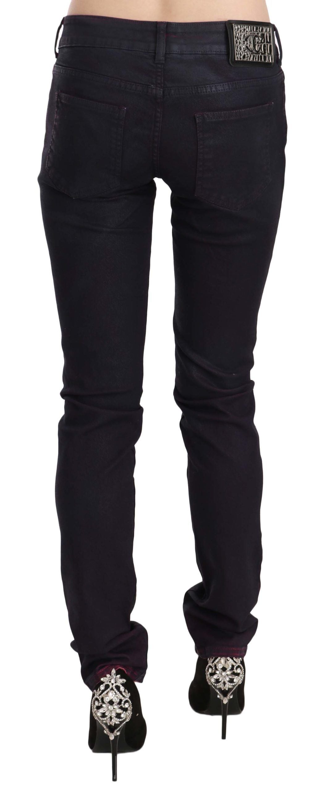 Just Cavalli Schwarze Skinny-Denim-Hose aus Baumwolle mit niedriger Taille
