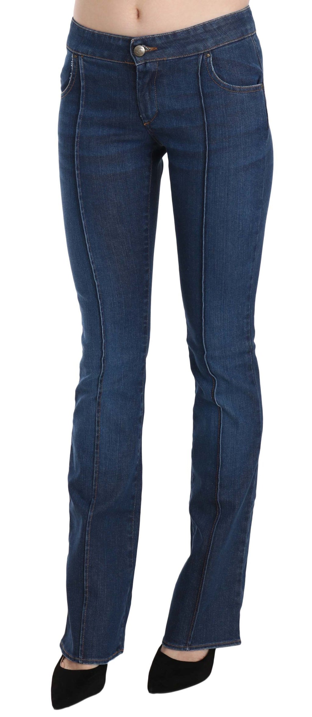Just Cavalli Blaue Boot Cut Denim-Hose mit niedriger Taille Jeans