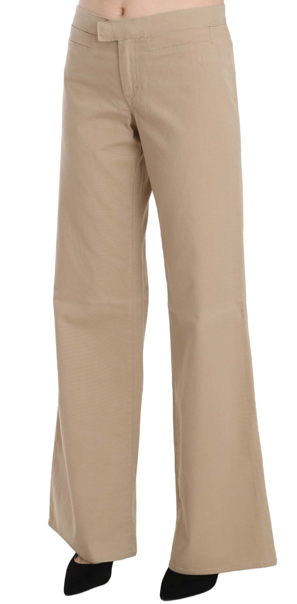 Just Cavalli Beige Baumwolle Mid Waist Flared Hose Hose