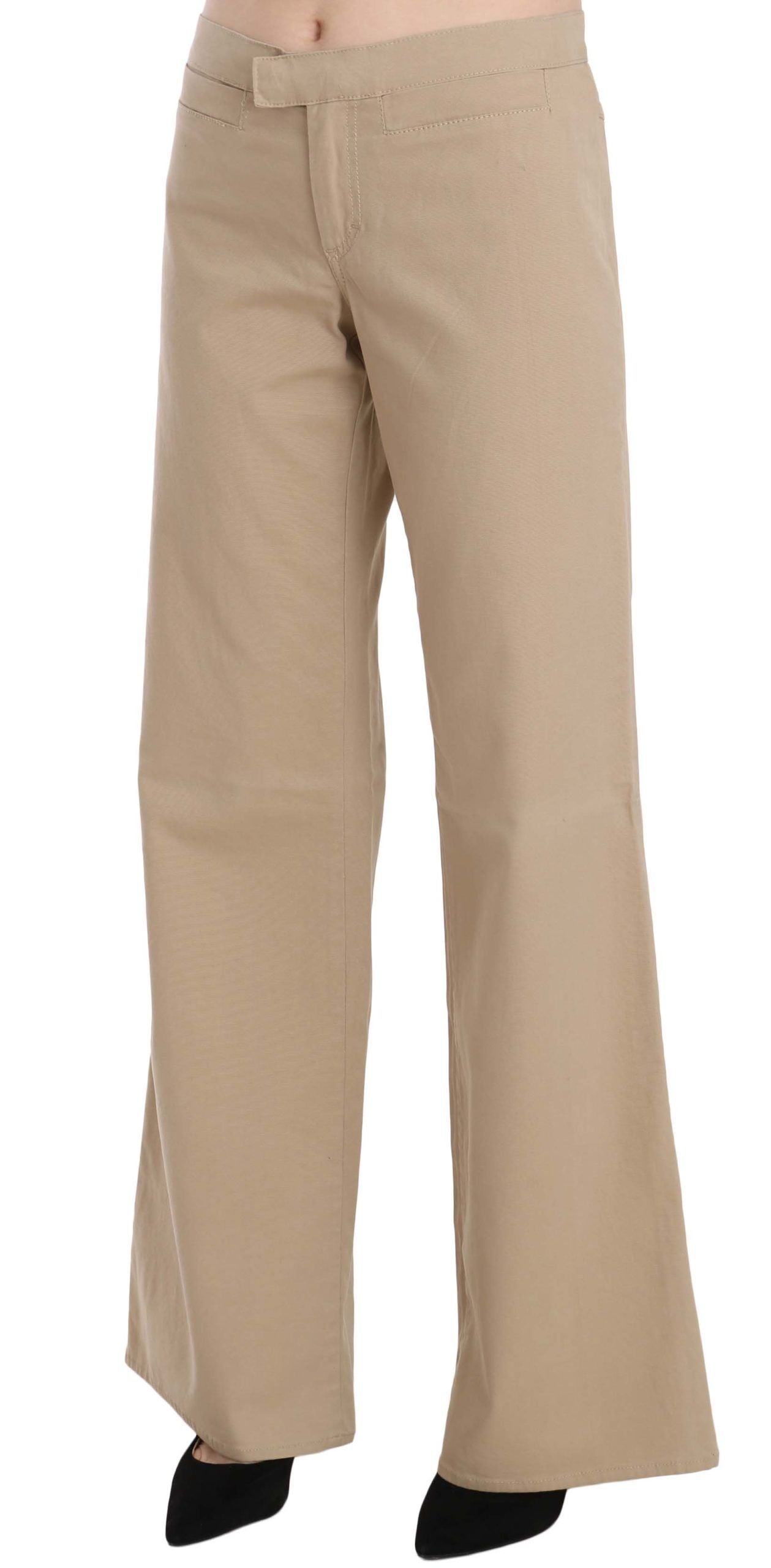 Just Cavalli Beige Baumwolle Mid Waist Flared Hose Hose