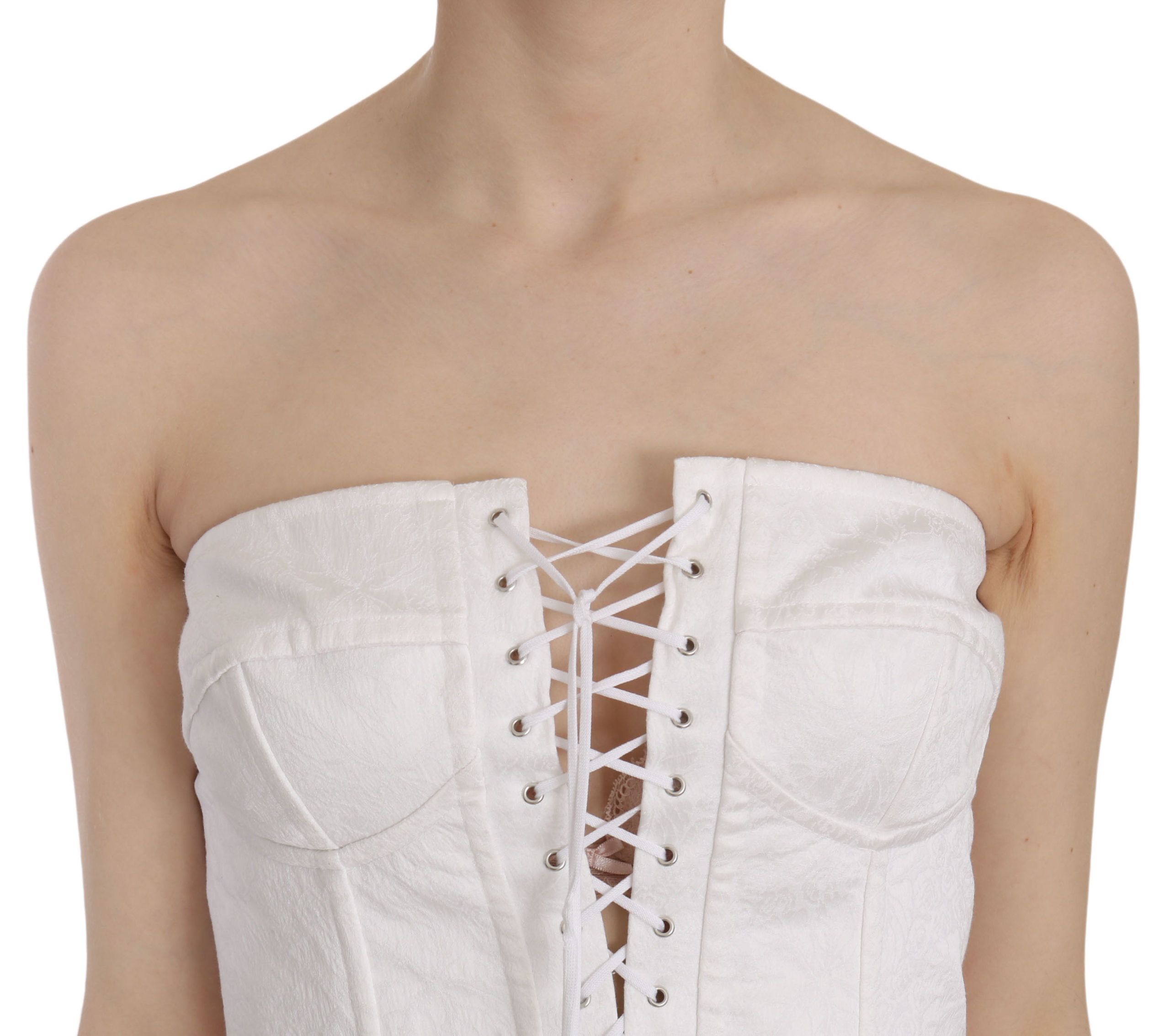 Dolce & Gabbana Weißes PALERMO Baumwolle Bustier Top Korsett
