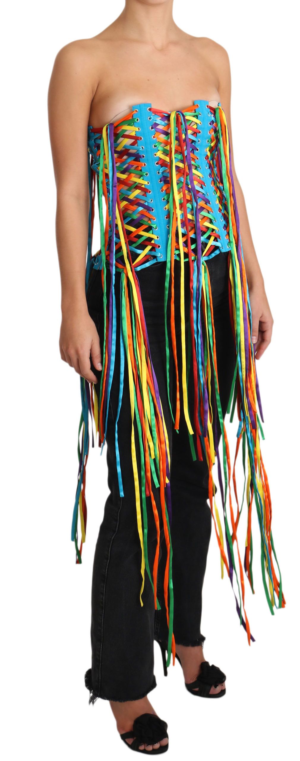 Dolce & Gabbana Multicolor Strings Bustier Polyester Korsett Top