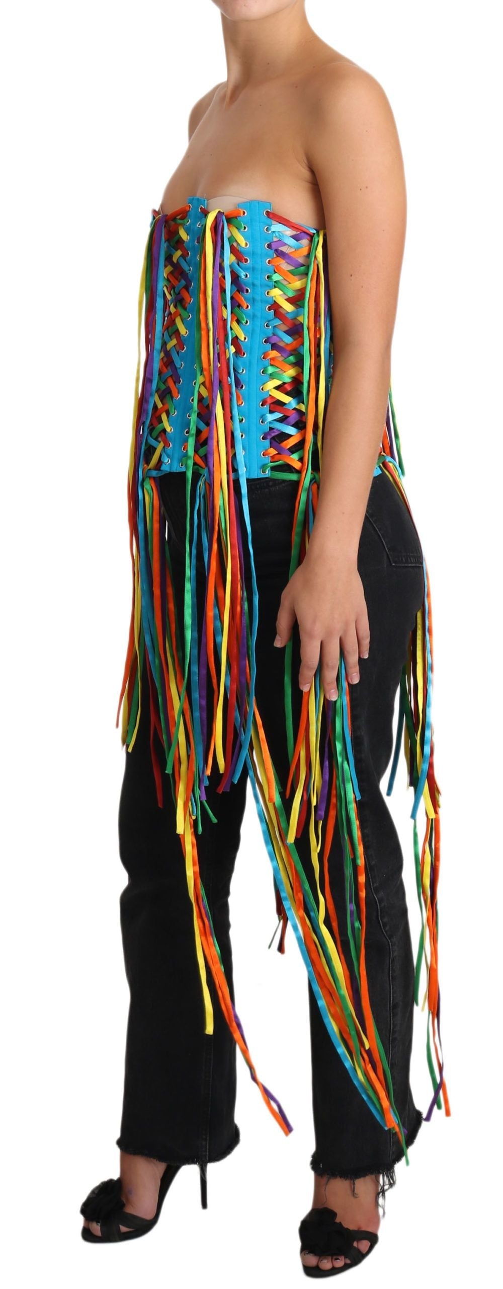 Dolce & Gabbana Multicolor Strings Bustier Polyester Korsett Top