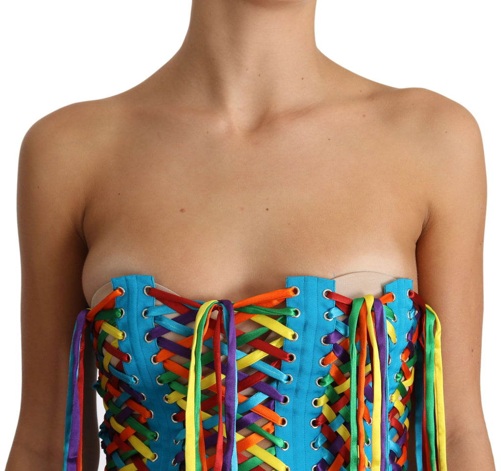 Dolce & Gabbana Multicolor Strings Bustier Polyester Korsett Top