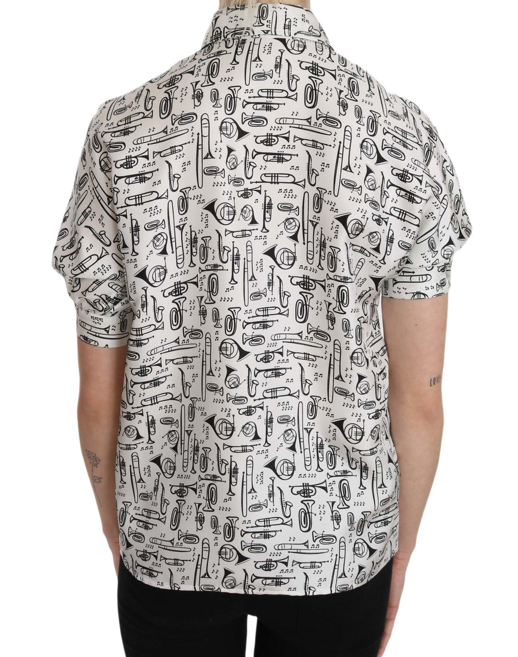 Dolce & Gabbana Trompetendruck Knopfleiste Seidentop Bluse