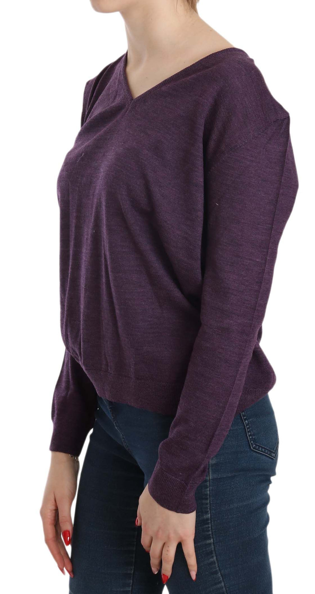 BYBLOS Lila V-Ausschnitt Langarm-Pullover-Top
