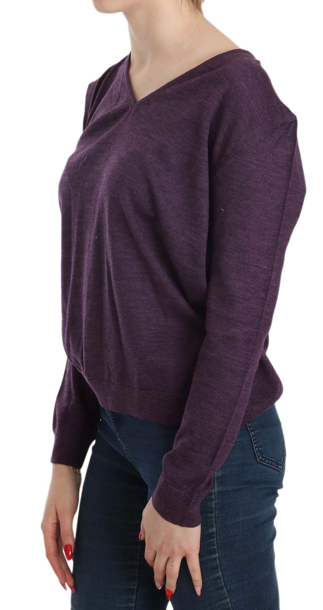 BYBLOS Lila V-Ausschnitt Langarm-Pullover-Top