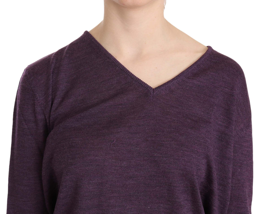 BYBLOS Lila V-Ausschnitt Langarm-Pullover-Top