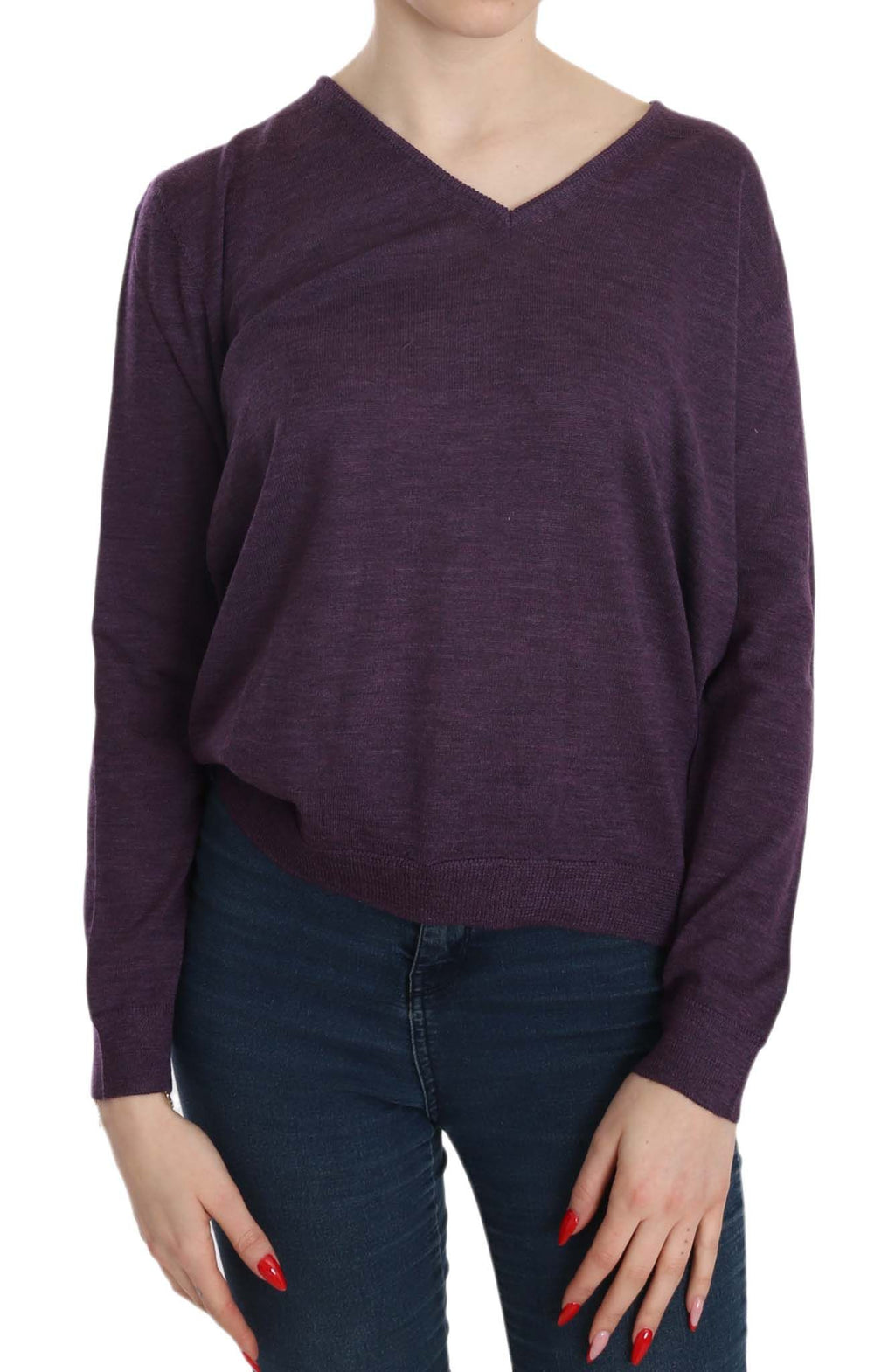 BYBLOS Lila V-Ausschnitt Langarm-Pullover-Top