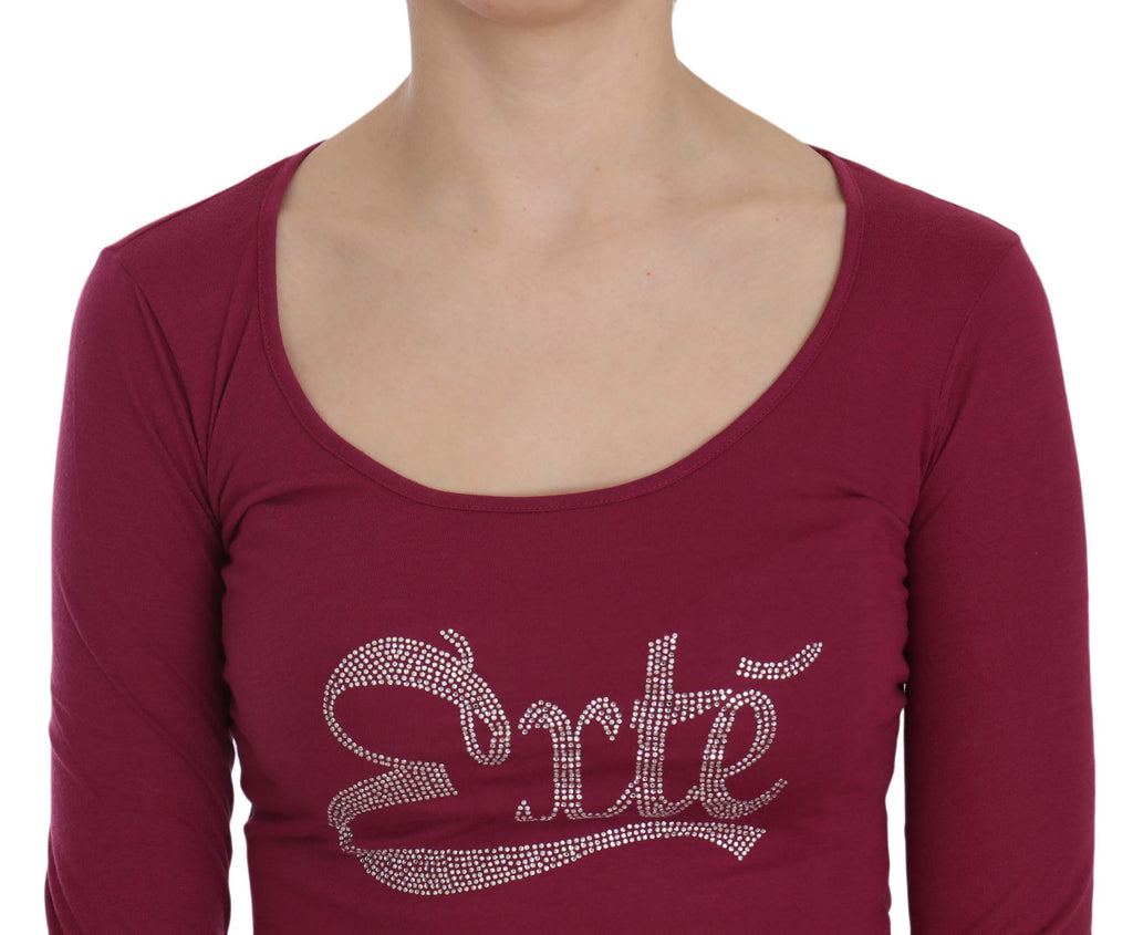 Exte Kristallbesetztes langärmeliges lässiges Top
