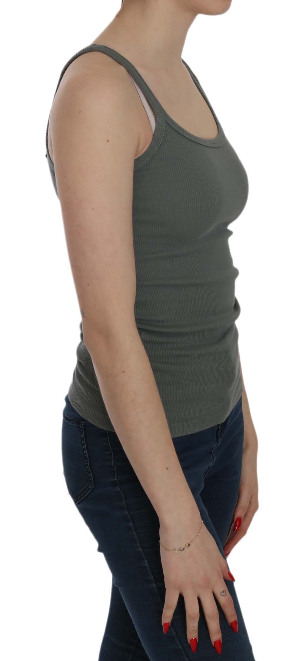 PINK MEMORIES Grünes ärmelloses Spaghetti Tank T-Shirt Bluse