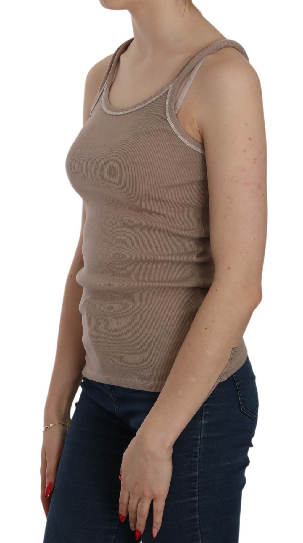 PINK MEMORIES Braune ärmellose Spaghetti-Träger-Tankbluse