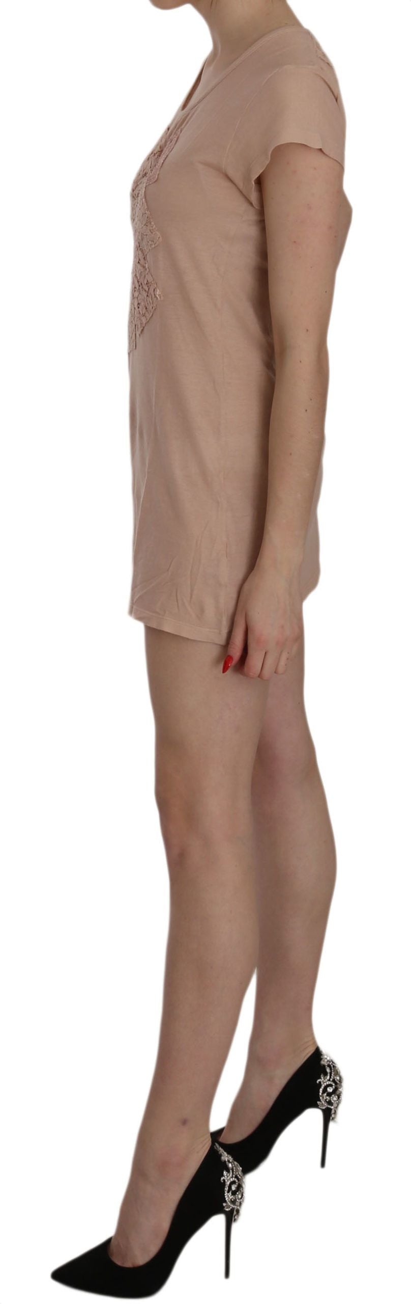 PINK MEMORIES Rosa Spitze Kurzarm-Shift-Minikleid