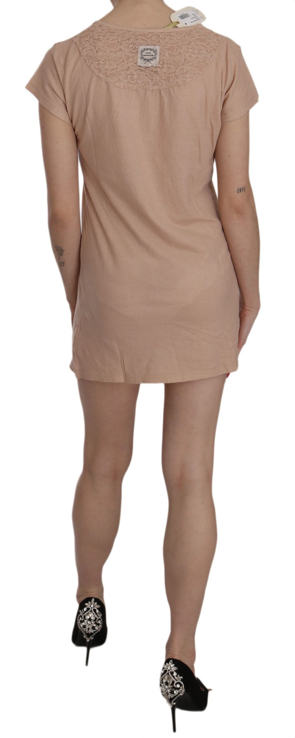 PINK MEMORIES Rosa Spitze Kurzarm-Shift-Minikleid