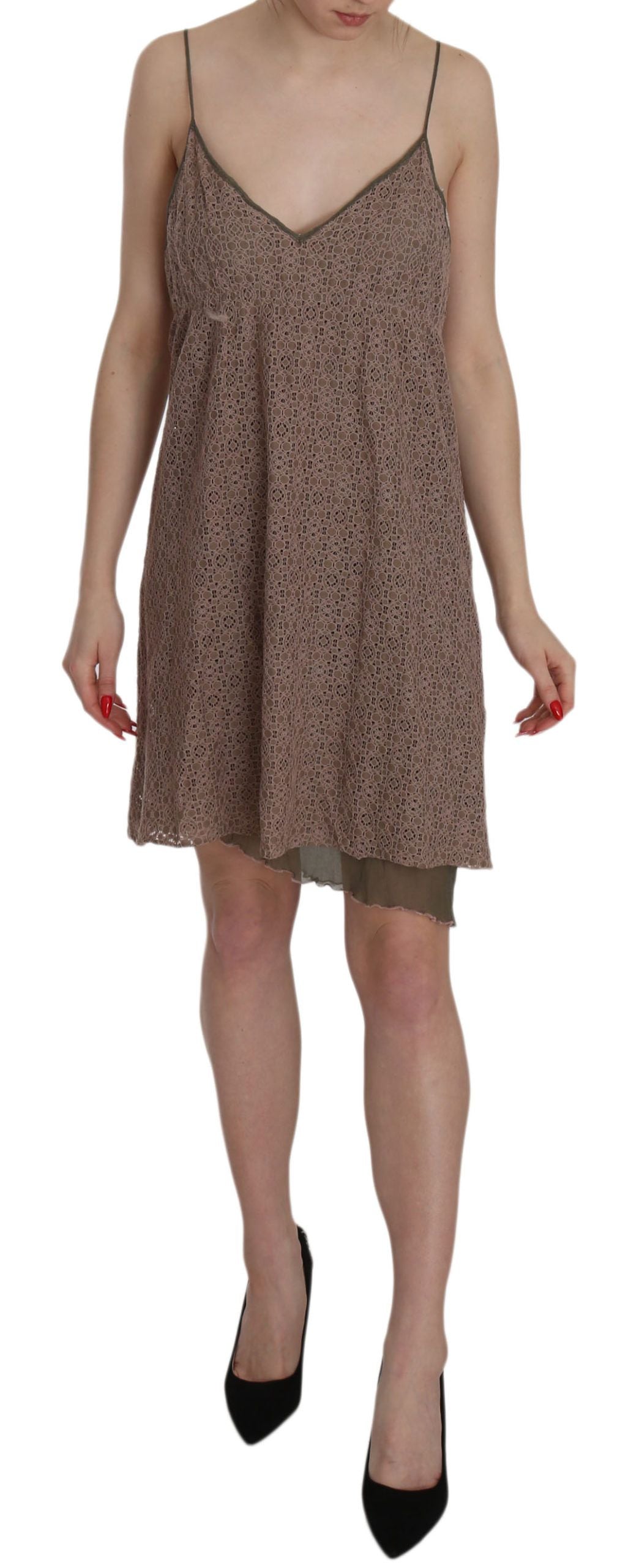 PINK MEMORIES Grünes Spaghetti-Träger-Minikleid aus Baumwolle in A-Linie