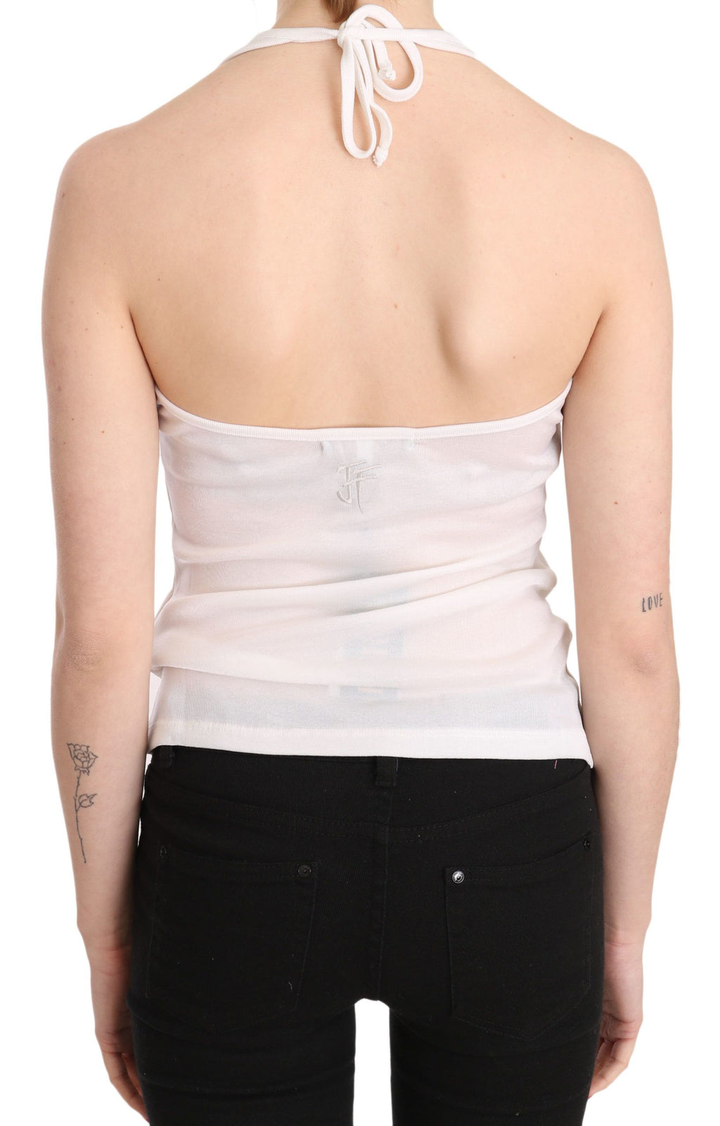 GF Ferre Weißer Halter Baumwolle ärmelloses lässiges Tank Top Bluse