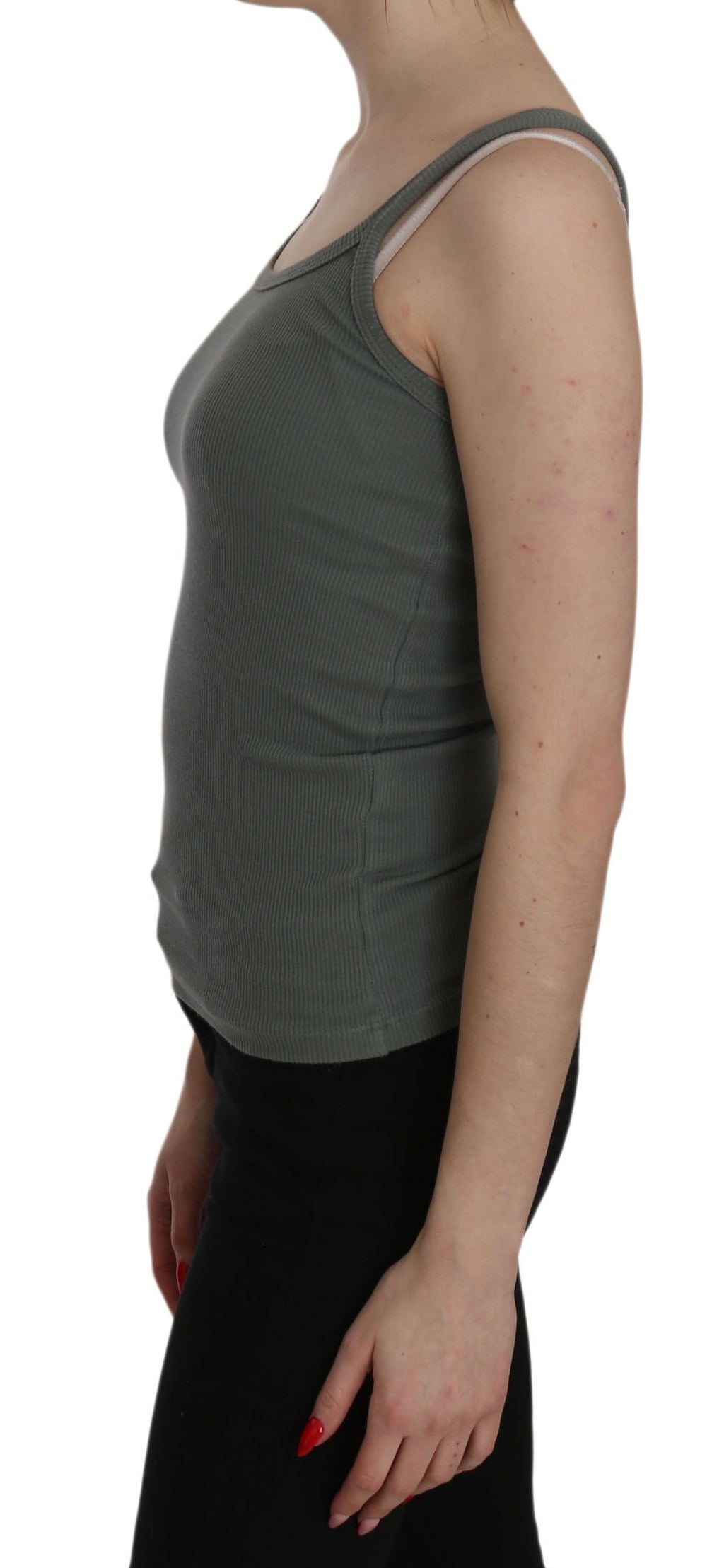 PINK MEMORIES Grüner Spaghetti-Träger Slim Fit Casual Tank Top Bluse