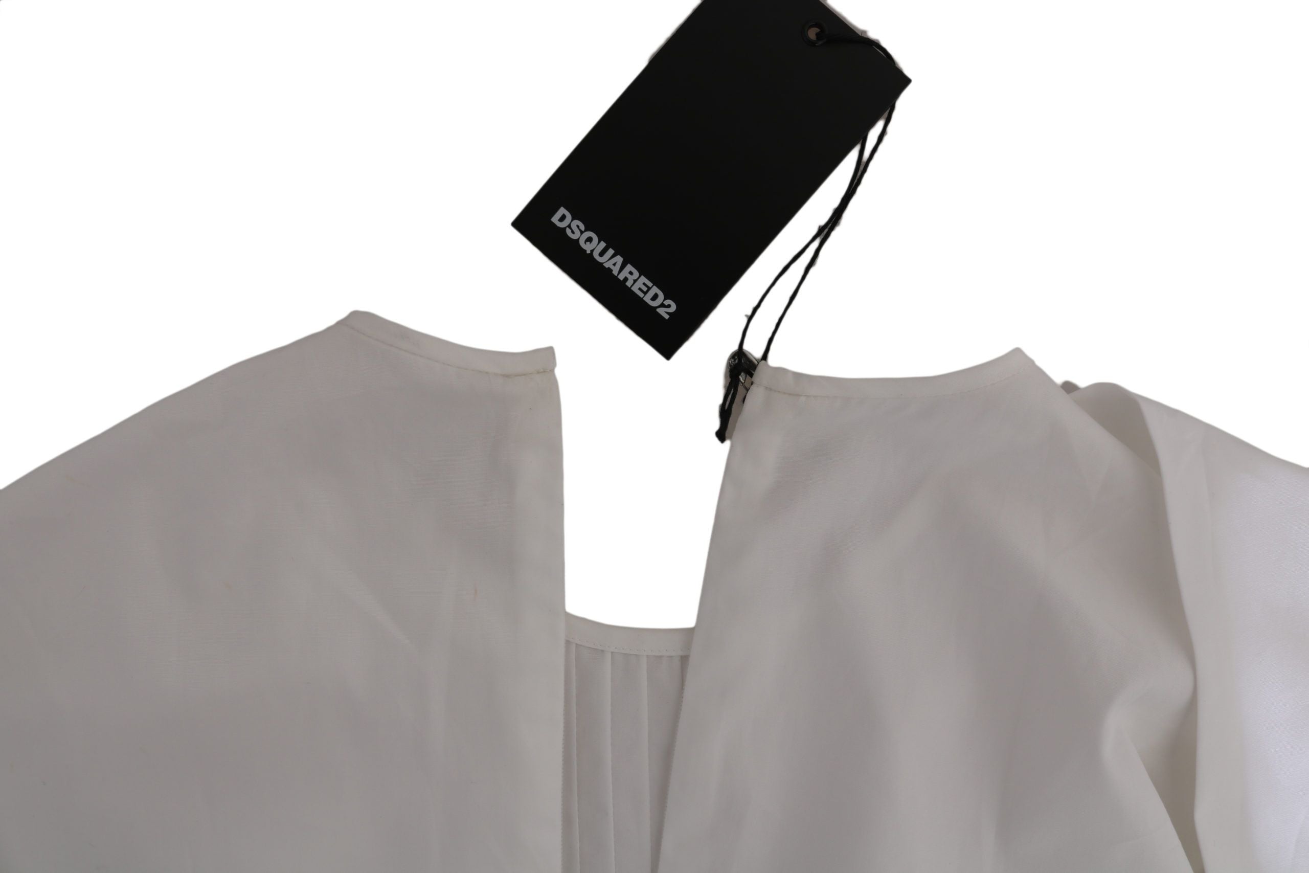 Dsquared² Weiße Bluse mit Rundhalsausschnitt und langen Ärmeln aus Baumwolle