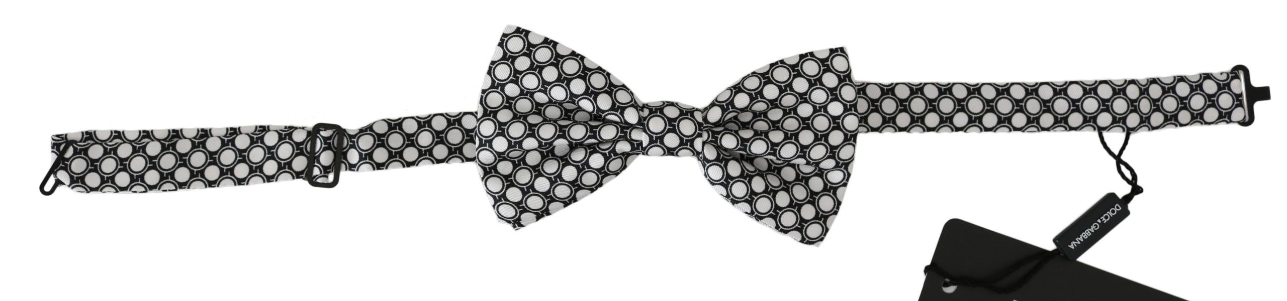 Dolce & Gabbana Männer Schwarz Weiß Kreise Einstellbare Hals Papillon Fliege