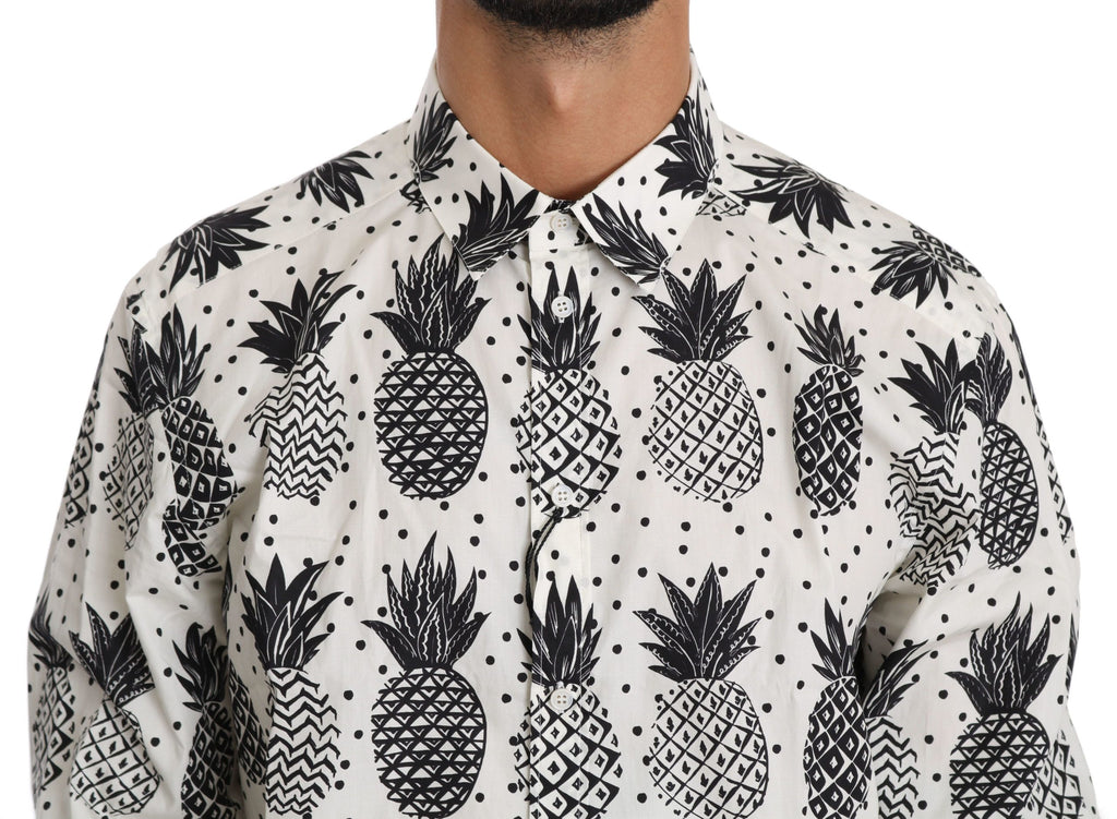 Dolce & Gabbana Weißes Ananas-Baumwoll-Top-Shirt