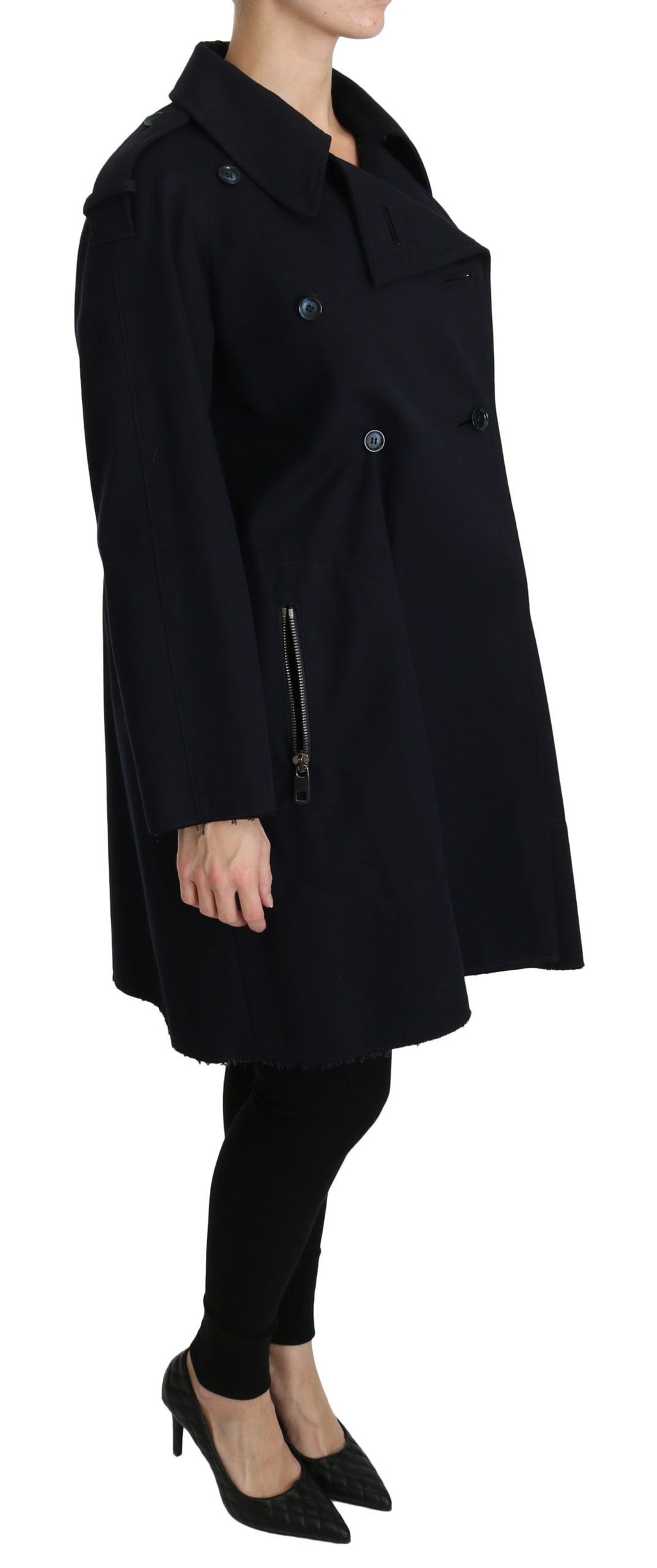 Dolce & Gabbana Mantel Blau Baumwolle Frauen Trenchcoat