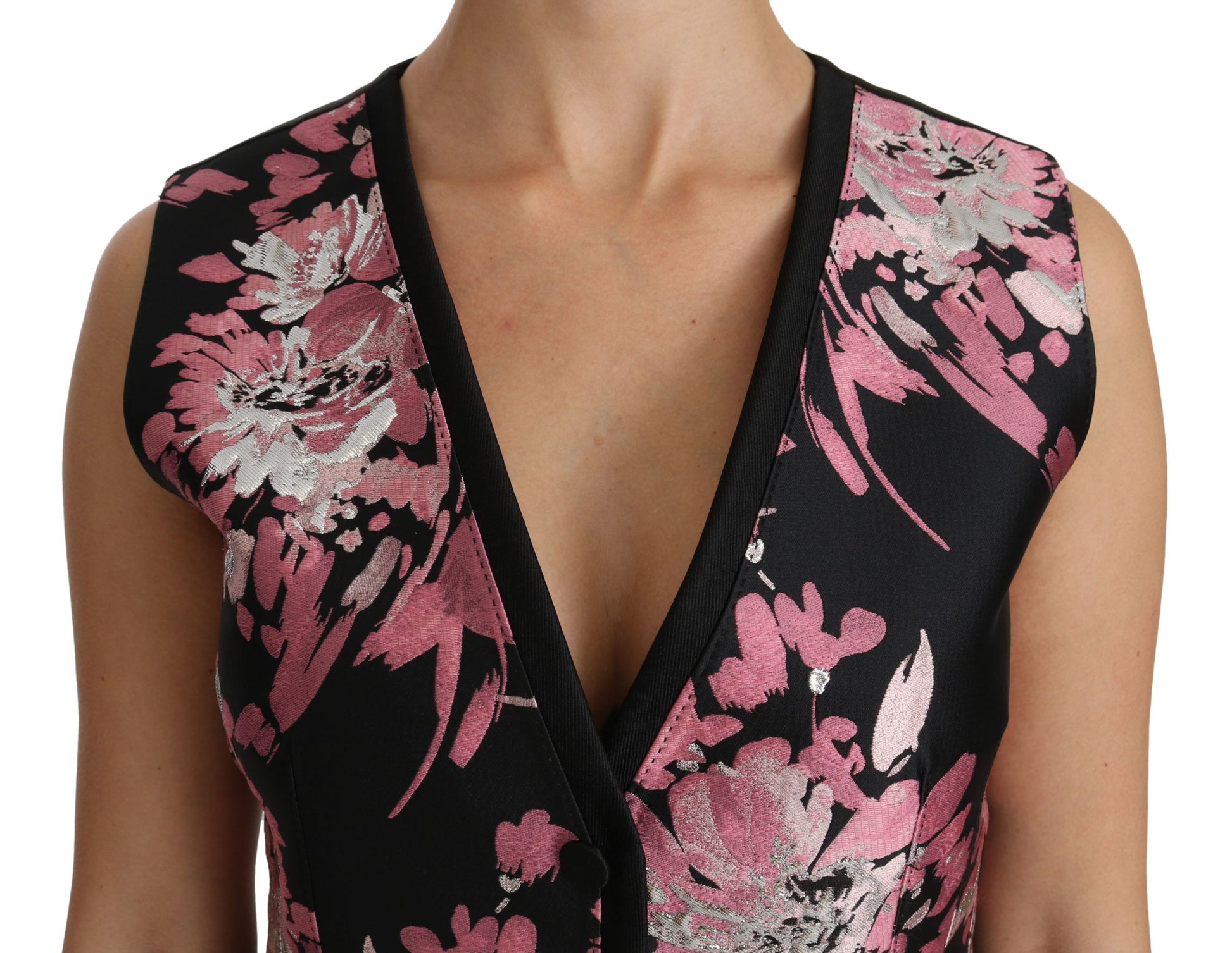 Dolce & Gabbana Elegantes Brokat-Top mit Blumenmuster und tiefem Ausschnitt