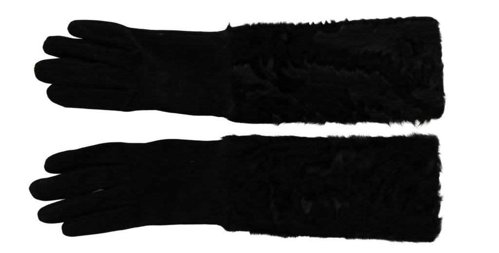 Dolce & Gabbana Schwarze Ellenbogenlange Fäustlinge aus Wildleder